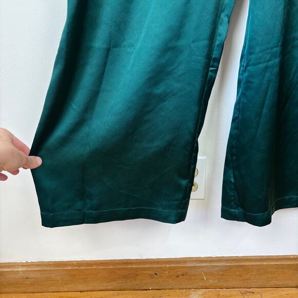 Sugar Lips Green Sleeveless v-neck wide leg jumpsuit Small holiday event evening - Picture 4 of 9